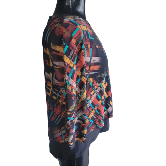 Bali Multicolor Unique Avant Garde Abstract Art Deco Style Top M - Picture 3 of 6